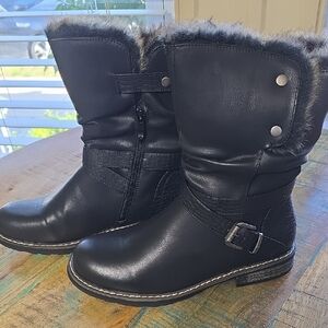 GC Black Fur-Trimmed Women's Boots